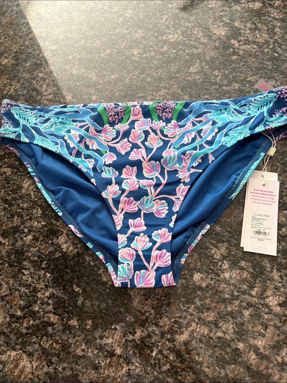 Lilly Pulitzer size 14 Barton Blue Mid-Rise Bikini bottoms bnwt